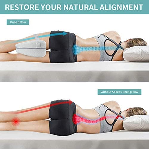Oreiller de Jambe Oreiller de Genou Oreiller de Couchage Latéral Ergonomique avec Oreiller en Mousse à mémoire de Forme optimale pour Dormeurs sur Le côté Oreiller de Positionnement avec Housse