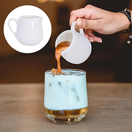 2 Pcs 50 ml/150ml Blanc en céramique Pot à lait de cuisine verseur Tasse à café crème Sauce avec poignée par +ing, blanc, Small