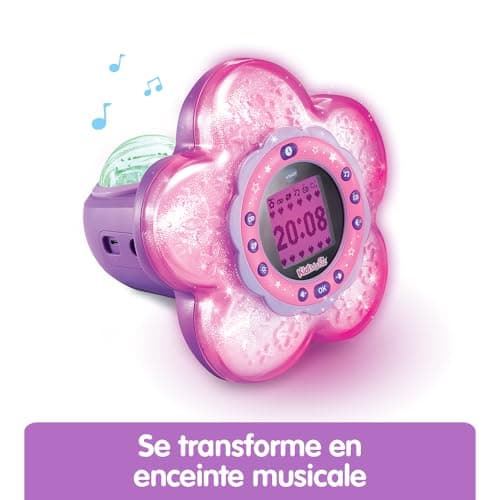 VTech - KidiMagic Galaxy Light Rose, Radio Réveil Enfant 9 en 1 avec Effets Lumineux, Projection d'Aurores Boréales au Plafond, Enceinte, Jeux, Cadeau Enfant de 6 Ans à 12 Ans - Contenu en Français