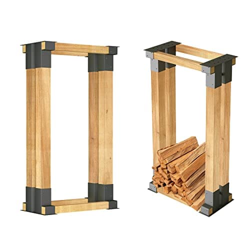 NAIZY Porte-bûches à Bois de Chauffage Range Bûches Extérieur Support D'empilage Robuste en Bois Galvanisé à Chaud pour l'intérieur et l'extérieur (Lot de 4)