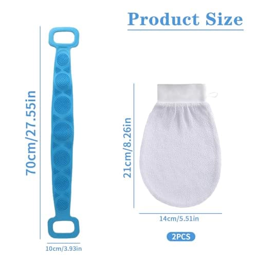 Demarsen 3Pcs Gant Exfoliant Corps, Gant Gommage Corps en Viscose Naturelle pour Visage et Corps, Sangle Lave Dos Silicone, Extra-Long à Double Face, Brosse Dos Douche pour Hommes et Femmes