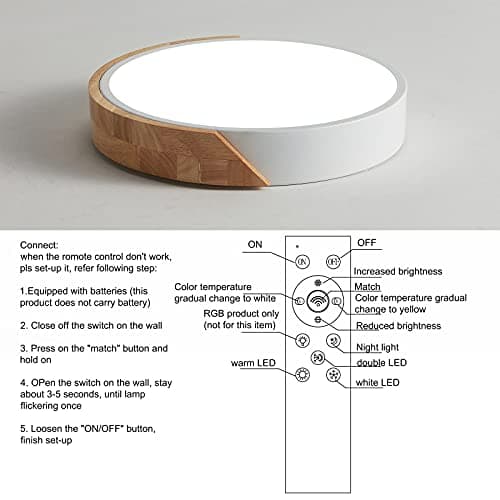 LuFun Plafonnier LED, Plafonnier Salon 24W Dimmable, Plafonniers Modernes Rond en Bois, Luminaire Plafonnier pour Salon Cuisine Chambre Salle à manger Couloir Balcon, Ø30cm*5cm, Blanc