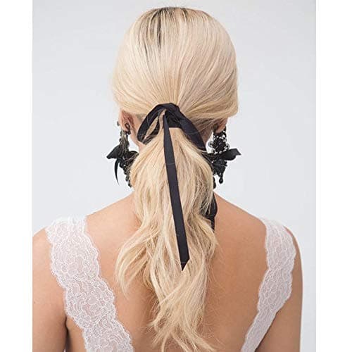 TONIFUL 1cm X 91m ruban satin noir lisse pour cadeaux, bouquets, décoration de fête de mariage, artisanat