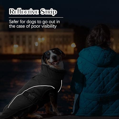 Manteau pour Chien Imperméable, Manteau de Chien Grande Veste Chaude Manteau Chihuahua Gilet Chauffant Chien Vêtement d'hiver Pull à Coupe-Vent pour Chiens(Noir, 2XL)