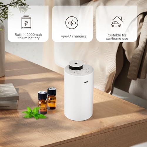 UrbanHomes Diffuseur Huiles Essentielles, Huile Essentielle, Diffuseur Parfum Maison, Huile Essentielle pour diffuseur, Diffuseur Electrique Parfum Maison, avec 3 Modes, Fonction USB Portable, Blanc
