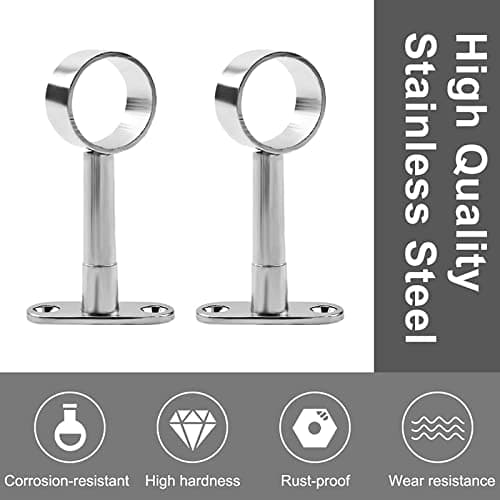 INCREWAY lot de 4 Tuyau de garde-robe réglable en acier inoxydable, diamètre 25 mm, support de levier de placard, support de tige, support de douille