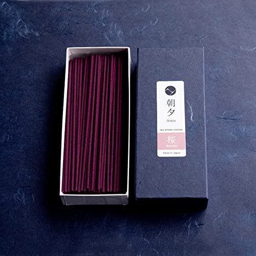 Asayu Japan Bâtonnets d'Encens sans Fumée Parfum Fleur de Cerisier Sakura 40g, Fabriqué à la Main au Japon en Matériau Naturel, Parfait pour la Relaxation, Méditation