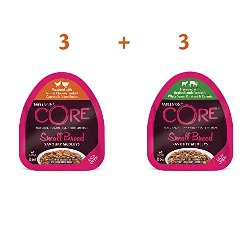 Wellness CORE Small Breed Savoury Medleys, Nourriture Humide Chien, Pâtée pour Chiens de Petite Race, à Haute Teneur en Viande, Farmer Selection Mix, 6 x 85 g