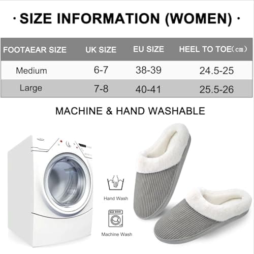 Wostock Pantoufles pour Femmes, Chaussons Femme Hiver, Chaudes et Confortables, Pantoufles en Peluche pour Femmes pour L'intérieur et L'hiver