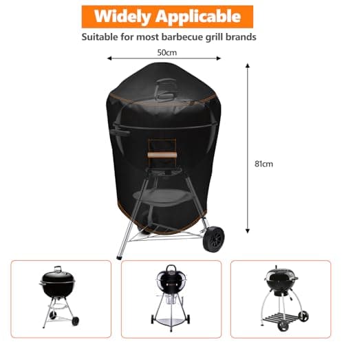 QLSXLB Housse Barbecue Exterieur Rond, Oxford 600D Robuste Bache de Protection BBQ Φ50x81cm, Couverture de Grill Anti-Vent/Anti-UV/Anti-l'eau/Anti-l'Humidité/Antipoussière Noir