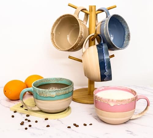 hengshukeji Grandes tasses à café en céramique de 700 ml, bols à soupe avec poignées, tasse à thé extra grande pour bureau et maison