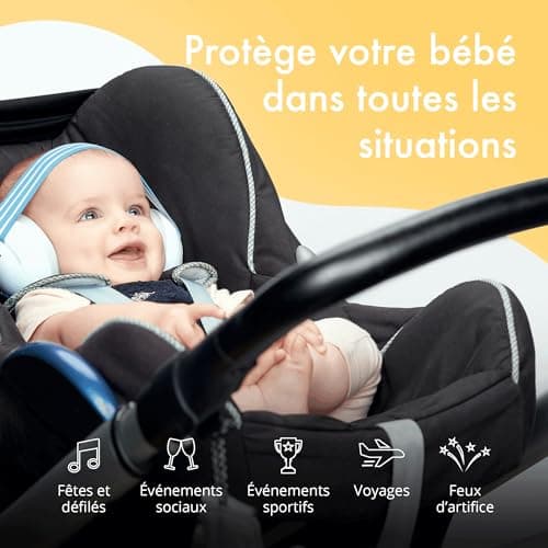 Alpine Muffy Baby Casque Anti Bruit Bébé : Protection Auditive Pour Bébés et Tout-Petits Jusqu'à 36 Mois - Certifié CE - Améliore le Sommeil Pendant les Déplacements - Réglable et Confortable - Bleu