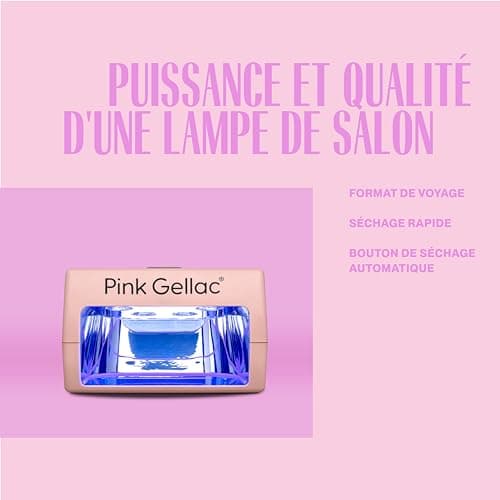 Pink Gellac Kit Vernis Semi Permanent - Manucure Kit Semi Permanent Complet avec Lampe UV LED Compacte Rose, 1 Couleur Rose 15 ml, Top et Base Coat Gel UV, Dissolvant et Nettoyant de Qualité Salon