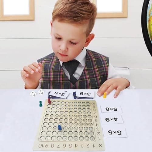 Gentpovth Montessori Tableau de Multiplication en Bois,Jouet Éducatif Mathématiques pour Élèves du Primaire,Multiplications Jeu éducatif pour Enfants,Montessori Mathématique Jeu De Cartes