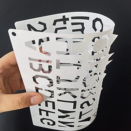 8 Pièces Pochoirs à Lettres, Ensemble de Modèles de Lettre, Pochoirs à Lettres et Chiffres, Pochoirs Alphabet en Plastique, Utilisés pour la Peinture et les Croquis (Blanc)