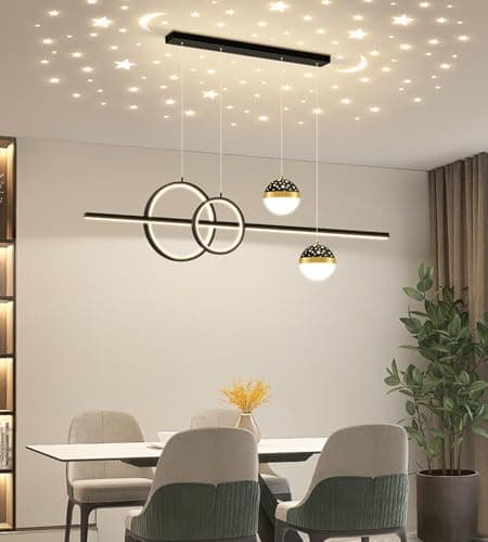 Aleaty Table à manger LED suspension dimmable LED suspension moderne suspension hauteur réglable Designer suspension réglable à distance dimmable suspension (noir, 80cm)