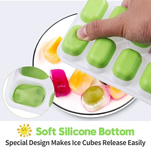 Lot de 4 Bacs à Glaçons avec Couvercle, JRISBO Moule à Glaçons en Silicone sans BPA Certifié LFGB, Empilable Glaçons Plaque Carré Ice Cube Tray pour Nourriture Bébé, Whisky, Boissons
