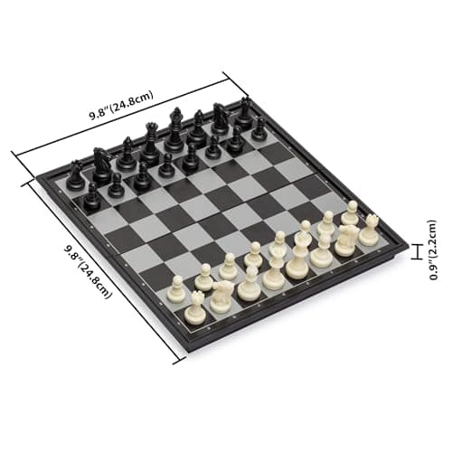 Yellow Mountain Imports Ensemble Portable et Magnétique pour Jeu d'Échecs - Taille Moyenne (24,8 centimètres)