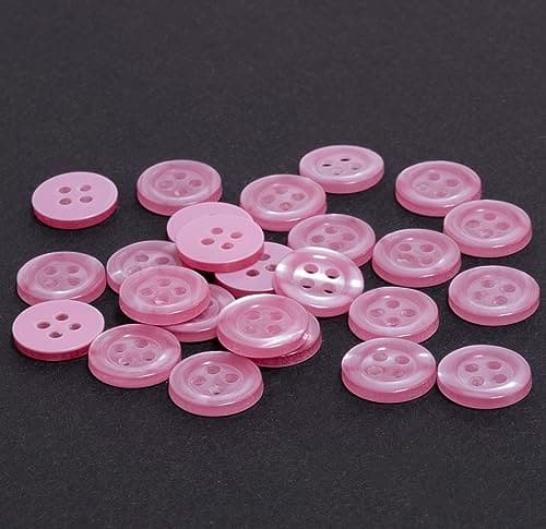 AERZETIX - C67915 - Lot de 25 Boutons à coudre ronds Ø11.5x2 mm à 4 trous 18L L18 avec bord - couleur rose - en plastique - ouverture 1.8 mm - fashion mercerie couture vêtements décoration
