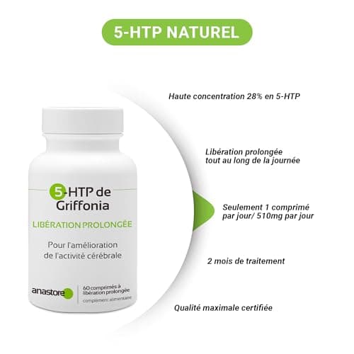 5-HTP de Griffonia * 510 mg / 60 comprimés * origine naturelle à libération prolongée * équilibre émotionnel