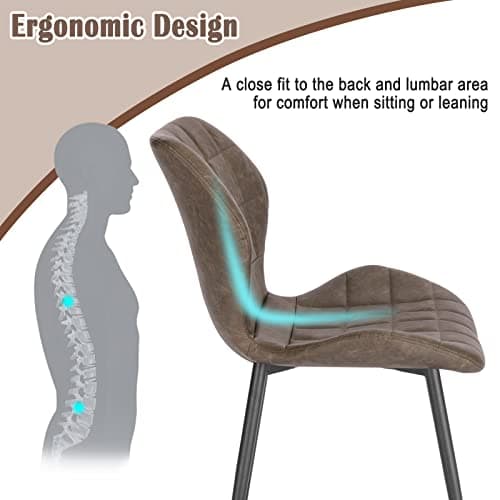 WOLTU Lot de 4 Chaises Salle à Manger, Chaise Scandinave, Chaise de Cuisine, Chaise Salon, Assise Rembourrée, Chaise en Simili Cuir, Brun Foncé, Pieds en Métal, BH357dbr-4