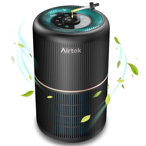 AIRTOK Purificateur d'air avec éponge parfumée, Purificatore d'aria H13 HEPA élimine 99,97% de la poussière, de la fumée et des odeurs d'animaux, air purifier avec veilleuse | 3 niveaux de vitesse