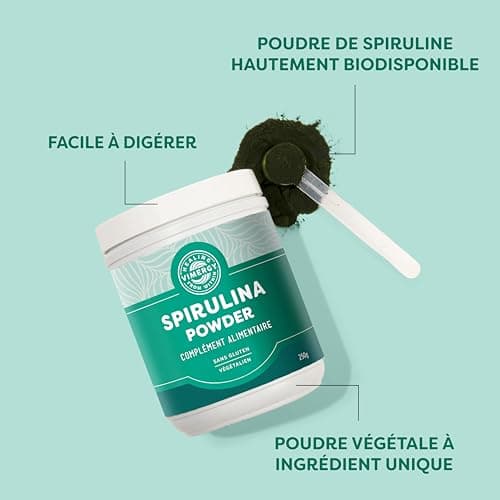 Vimergy Spiruline Poudre – Facile à Digérer – Poudre à Absorption Rapide –Végétalien – Formulé sans Agents Anti-Agglomérants, Additifs, Arômes ou Sucre - Sans OGM et sans Gluten