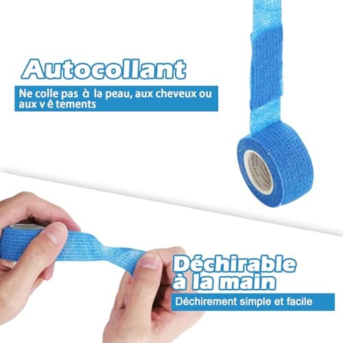 YANGTSUNG 9 rouleaux Bandage Autoadhésif Cohésifs, 2.5cm x 4.5m Bande Cohesive Bandages Auto-adhésifs De Sport pour Poignet, Cheville, Bandage Elastique Cohésif pour Chiens, Chevaux