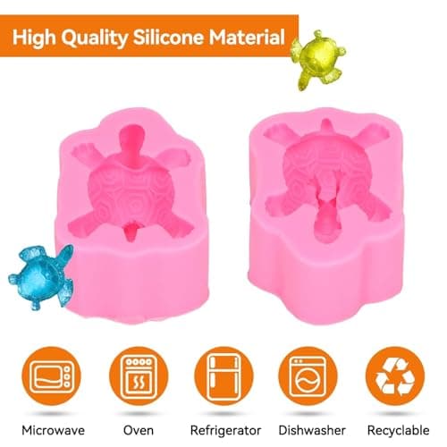 Agatige Moules en silicone avec trous en forme de tortue de mer, moules en silicone en forme de tortue 3D, Moule Silicone Tortue Moule à Fondant Tortue Pour bricolage de bijoux et d'artisanat