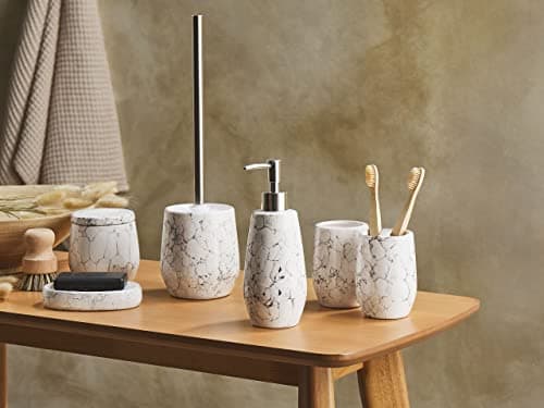 Ensemble d'accessoires de Salle de Bains 6 pièces Effet Marbre Blanc Callela