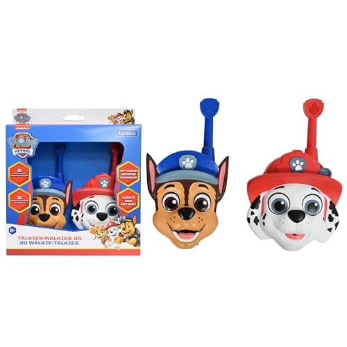 Lexibook- Chase, Marcus, Talkies-Walkies 3D Pat’ Patrouille, Portée 500m, 2 canaux de Communication, Clip Ceinture, TW18PA, Bleu/Rouge