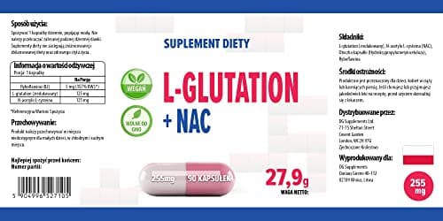 Hepatica L-Glutathione + NAC (N Acétyl Cystéine) 255mg 90 gélules végétales, Testé par un Laboratoire tiers, sans gluten ni OGM