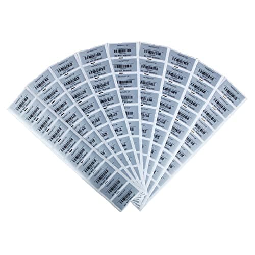 TamperSeals Group - 100 Pièces 2,5 x 5,0 cm Argent Total-Transfért Inviolable par Sécurité Void Stickers, Étiquettes d’actif, et Sceau de Sécurité (Argent mat, code-barres pré-imprimé, étanche)