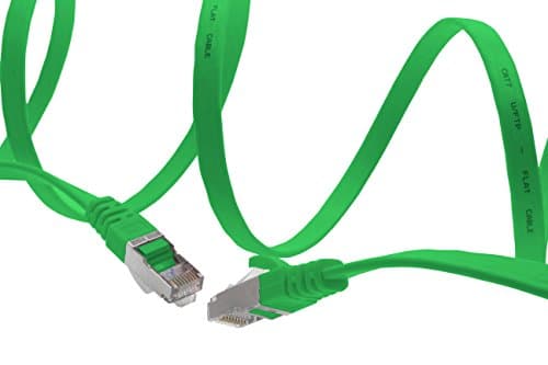 1aTTack.de 1m - vert - 1 pièce Câble ruban LAN Ethernet Gigabit CAT.7 (RJ45) câble réseau câble brut (10Gbit/s) câble d'installation plat mince compatible avec Cat.5 - Cat.5e - Cat.6