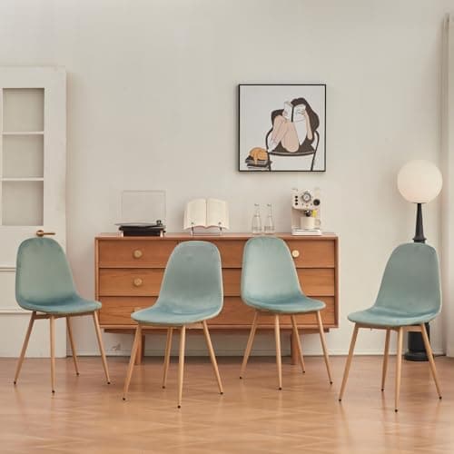 Uderkiny Lot de 4 chaises de Salle à Manger en Velours pour Bureau, Salon, Salle à Manger, Chambre à Coucher, Siège en Velours, Pieds en Fer/métal, Vert