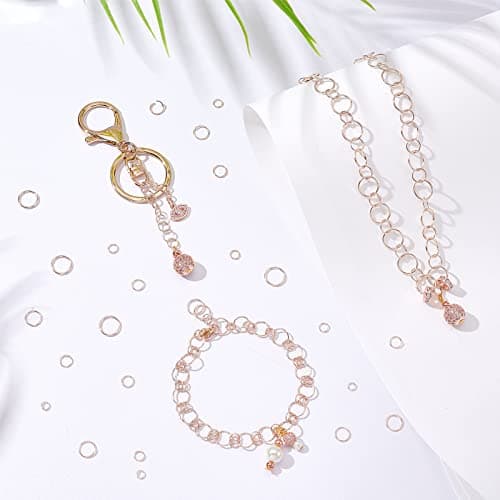 PH PandaHall Environ 83g 6 Tailles Anneaux de Saut Ouvert en Fer Jup Ring Or Rose Anneau de Jonction Connecteur de Bijoux Chaine Links pour Fête des mères la Fabrication de Bijoux, 4/5/6/7/8/10mm
