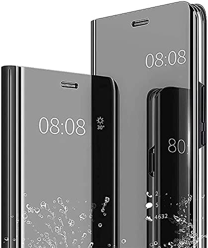 YKNIUFLY Housse étui pour Samsung Galaxy S24 Ultra Coque, Mirror Case Anti-Rayures Anti-Choc Housse de Protection Clear View Cover, Étui Cover pour Samsung Galaxy S24 Ultra.(Noir)