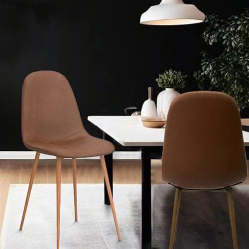 CangLong Lot rétro rembourrées pour la Cuisine et la Salle à Manger, chaises scandinaves en Similicuir avec Pieds en métal, Marron, PU, Mousse, Ensemble de 2
