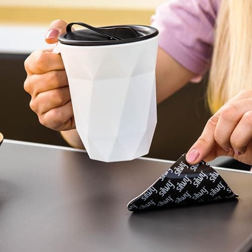 silwy® Tasse en plastique TO-GO, nano gel pads métalliques BLACK inclus