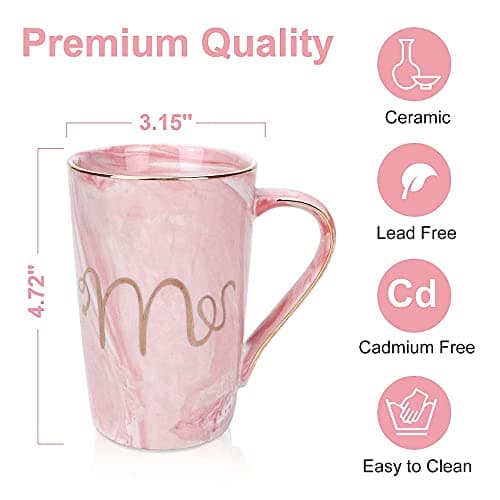 Yorkaan Mr and Mrs Coffee Mugs - Cadeau de Mariage pour Mariée et Le Marié, deTasses Cadeau pour Mariage, Couple,fiançailles, Anniversaire, Saint Valentin - Marbre céramique 12 oz Cadeaux.