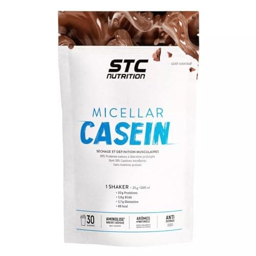 STC NUTRITION - Micellar Casein - Préparation en poudre pour boisson riche en protéines, BCAA, glutamine - Séchage & Définition musculaires - 100% Digeste - 30 Shakers - 750g