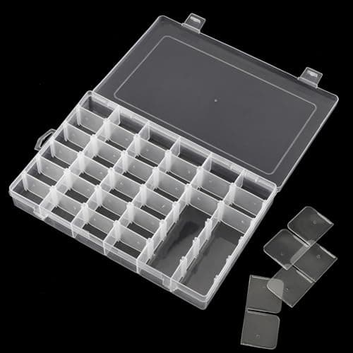 ZOENHOU Lot de 6 boîtes de rangement à 36 compartiments, en plastique, réglables, avec séparateurs amovibles, boîte de rangement transparente avec compartiments et couvercle pour petites pièces,