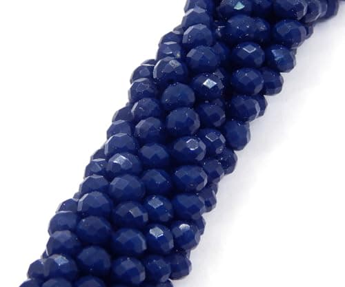 Perlin Lot de 160 perles en cristal de Bohême tchèque 3 mm x 2 mm, perles tchèques en verre taillé CZ, perles rondelles à facettes, perles en verre, 1 fil (bleu roi opaque)