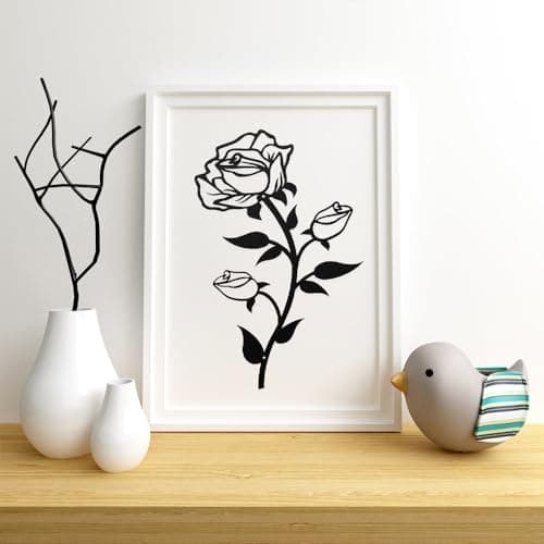 Mocrop Fleur murale en métal noir - 38 cm - Décoration murale en forme de roses - Convient pour le bureau, l'intérieur et l'extérieur - 38 x 23 cm (1 pièce)