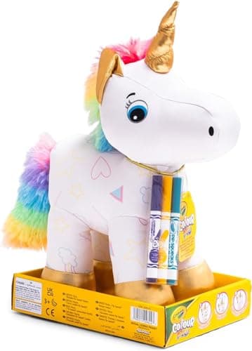 CRAYOLA - Colour Me Plush, Peluche à colorier avec 3 feutres, Sujet Licorne, activité créative et Cadeau pour Enfants, à partir de 3 Ans, 4026316