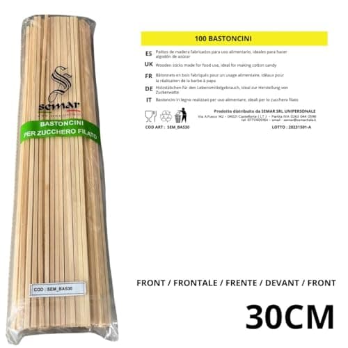 bâtonnets pour barbe à papa - 30cm de 200 pièces - parfait pour la barbe à papa, adapté à toutes les machines