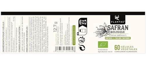 SAFRAN BIOLOGIQUE * L’or rouge * Issu de la province de Teruel (Espagne) * Qualité supérieure * Certifié par le Comité aragonais pour l’agriculture biologique * 60 gélules / 15 mg