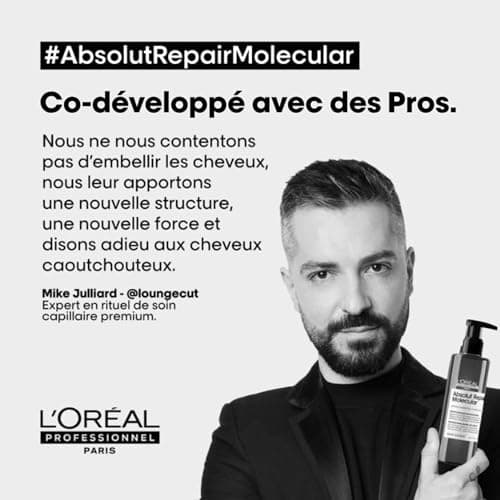 L’Oréal Professionnel, Routine Réparatrice Absolut Repair Molecular pour Tous Types de Cheveux Abîmés, Répare 2 ans de Dommages en Une Application, Formule brevetée, Shampoing + Sérum