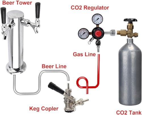 Eastpole Régulateur de fût de CO2 à double jauge à déconnexion rapide avec soupape de surpression de sécurité 0-60 PSI 0-3000 pression du réservoir