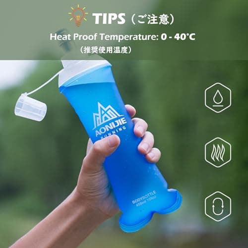 TRIWONDER Gourde Souple Pliable Flasque Running Bouteille d'eau Souple Poche Hydratation Réservoir d'eau Flacon pour Sport Utilisation en Extérieur (450 ML - 2 Pièces)